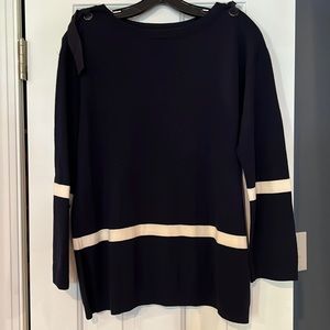 St. John navy and cream nautical sweater top